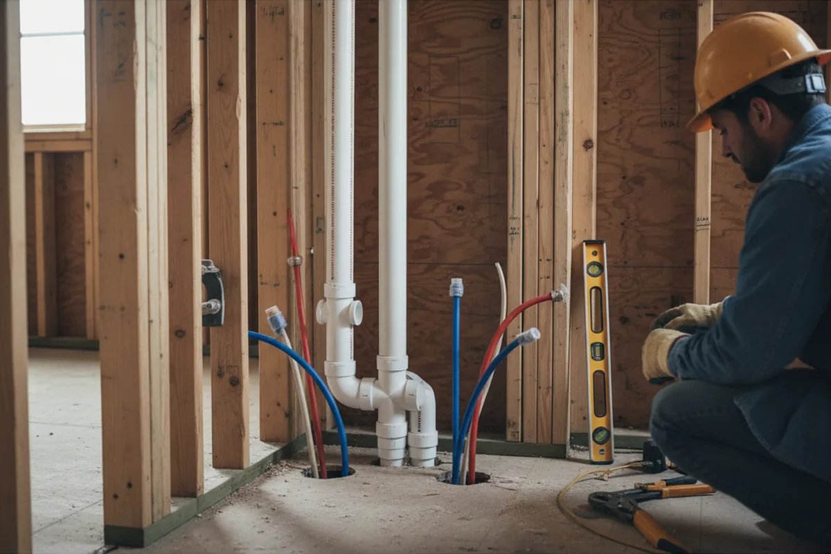 Drain and supply rough-in during Leak Detection in Glendale